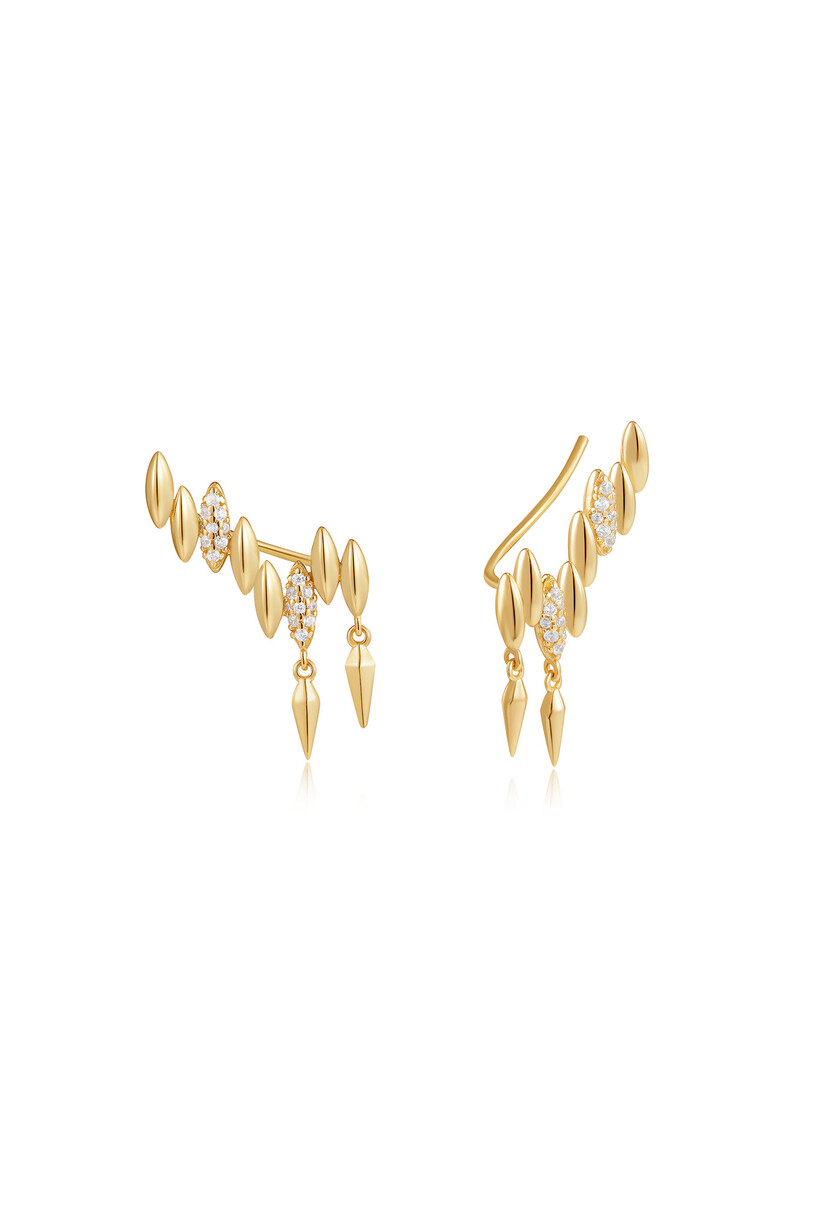 Gold Spike Climber Stud Earrings S