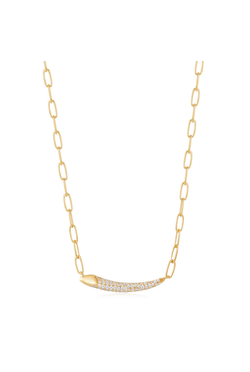 Gold Pave Bar Chain Necklace M