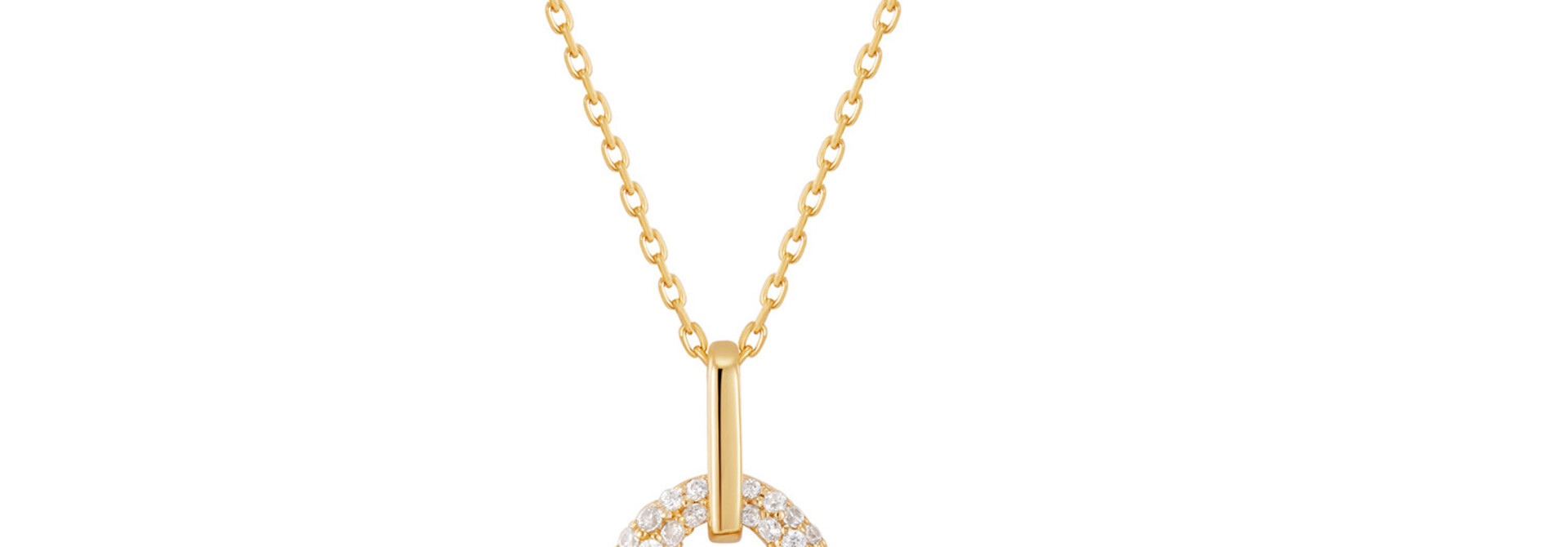 Pave Arrow Pendant Ketting - Gold Plated