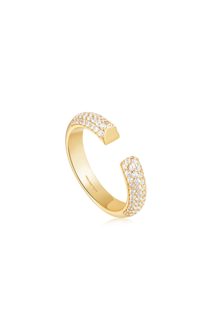 Gold Pave Adjustable Ring S