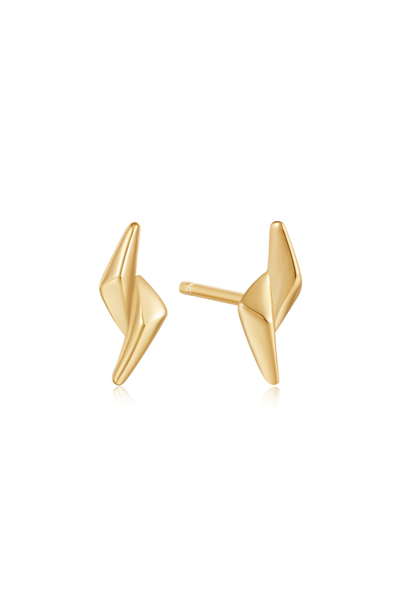Gold Double Spike Stud Earrings