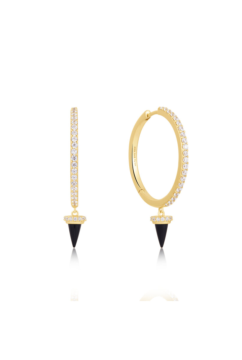 Black Agate Drop Hoop Oorbellen