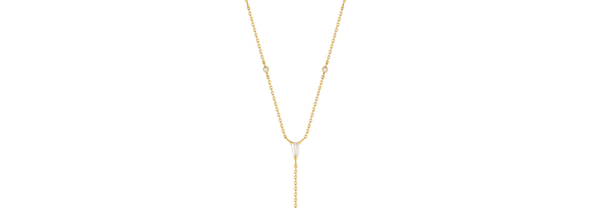 Gold Sparkle Point Y Ketting - Gold Plated