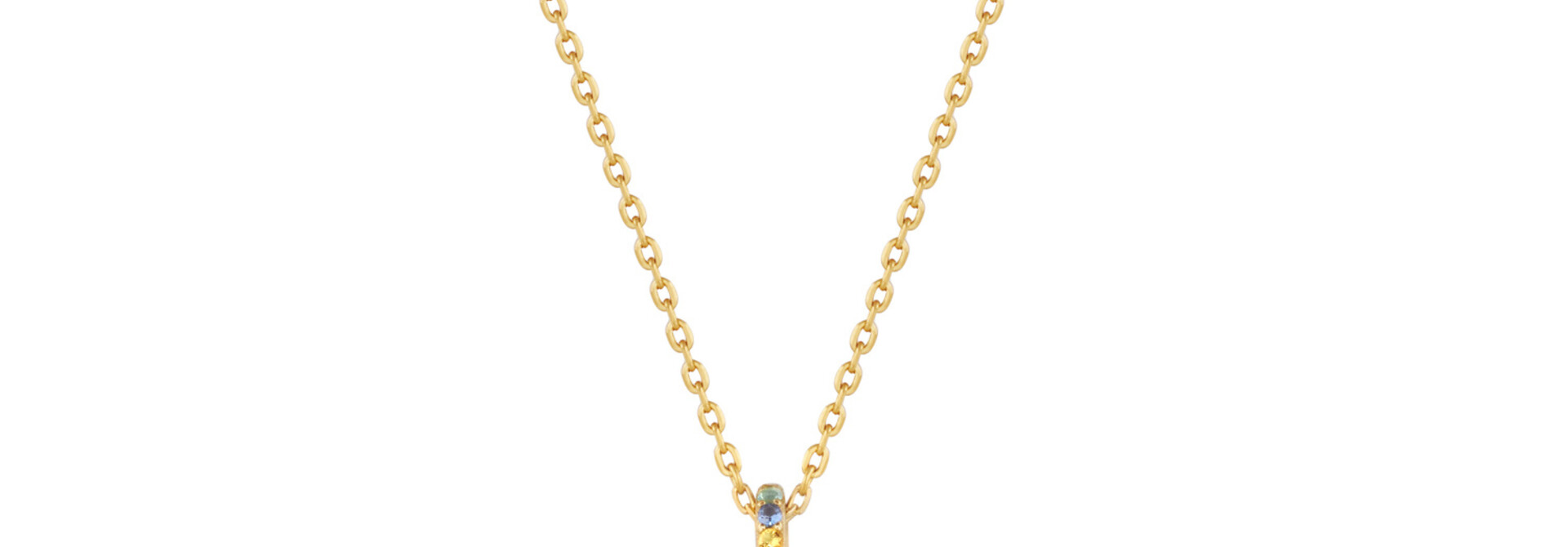 Gold Gemstone Pearl Drop Pendant Ketting - Gold Plated