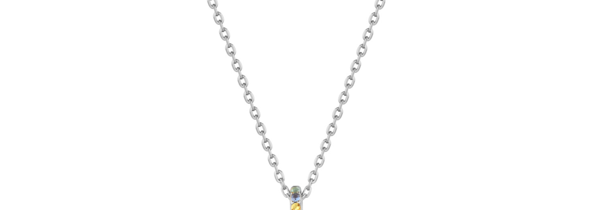Silver Gemstone Pearl Drop Pendant Ketting - Zilver