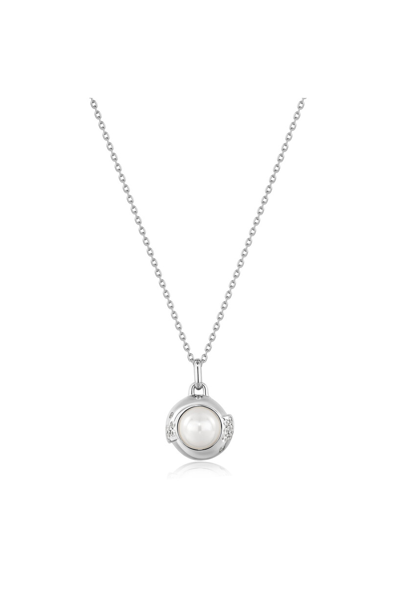 Silver Pearl Sphere Pendant Necklace