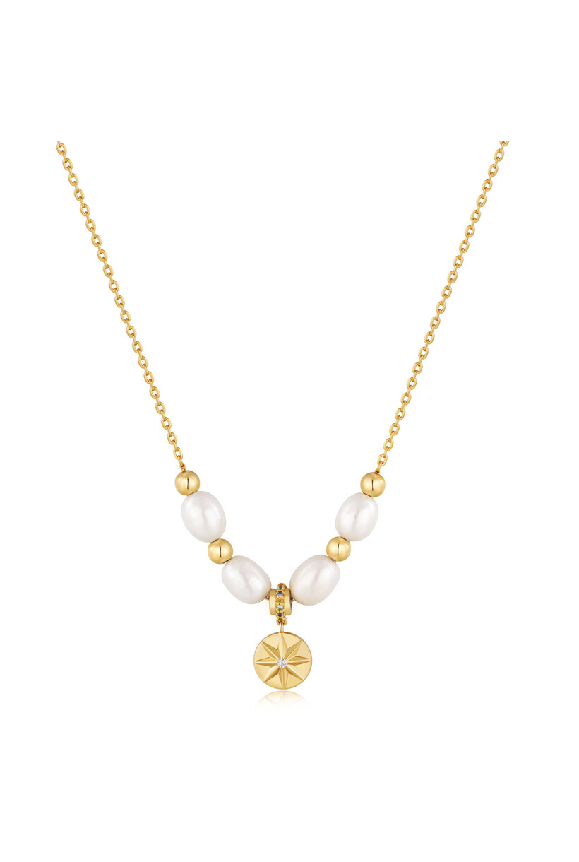 Gold Pearl Star Pendant Necklace