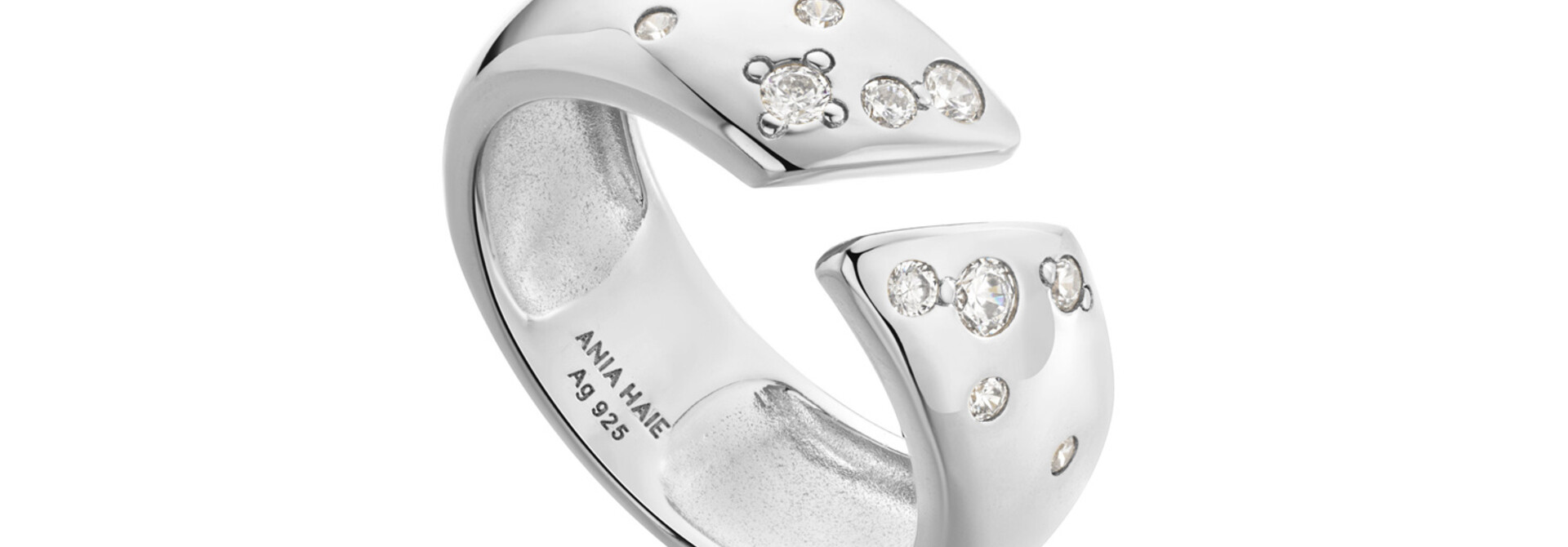 Silver Sparkle Wide Adjustable Ring   - Zilver