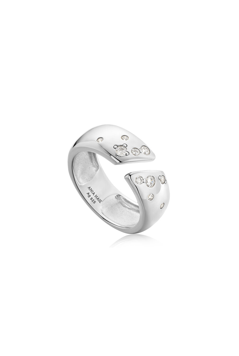 Silver Sparkle Wide Adjustable Ring