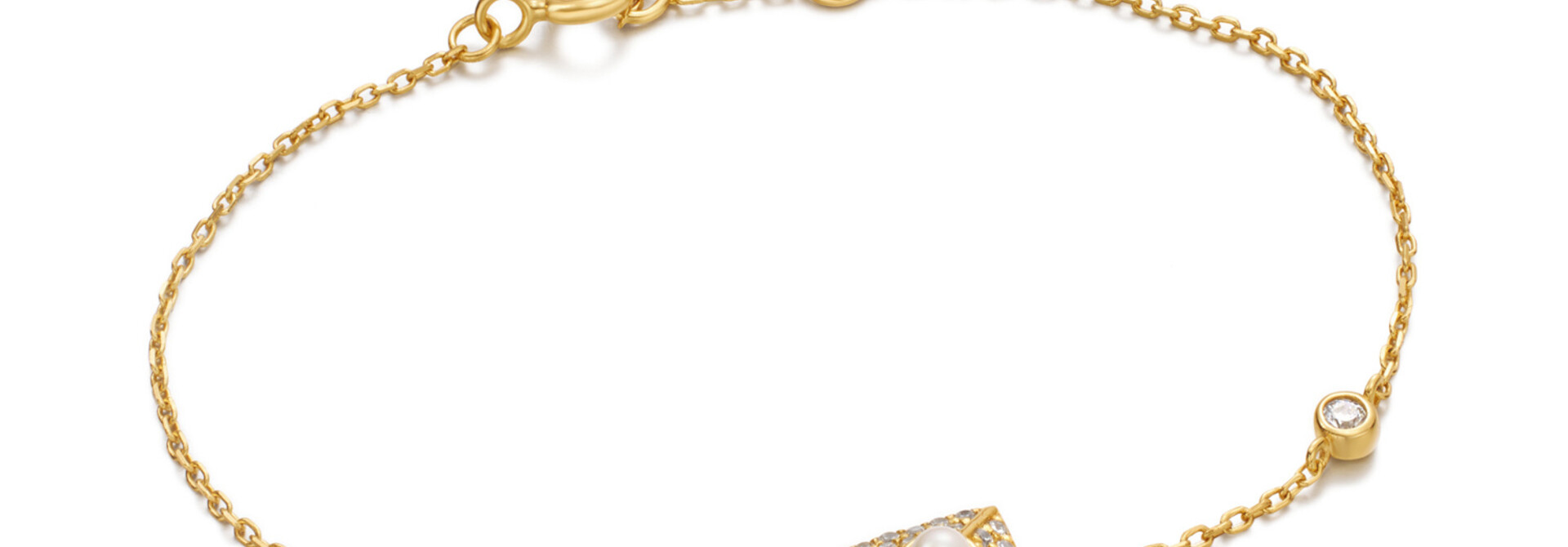 Gold Pearl Pave Armband - Gold Plated