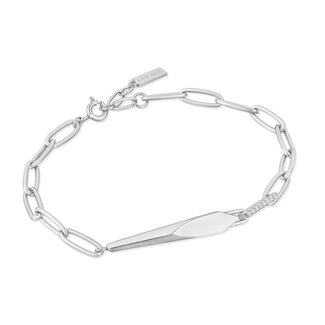 Geometrische schakelarmband zilver 18,5 cm