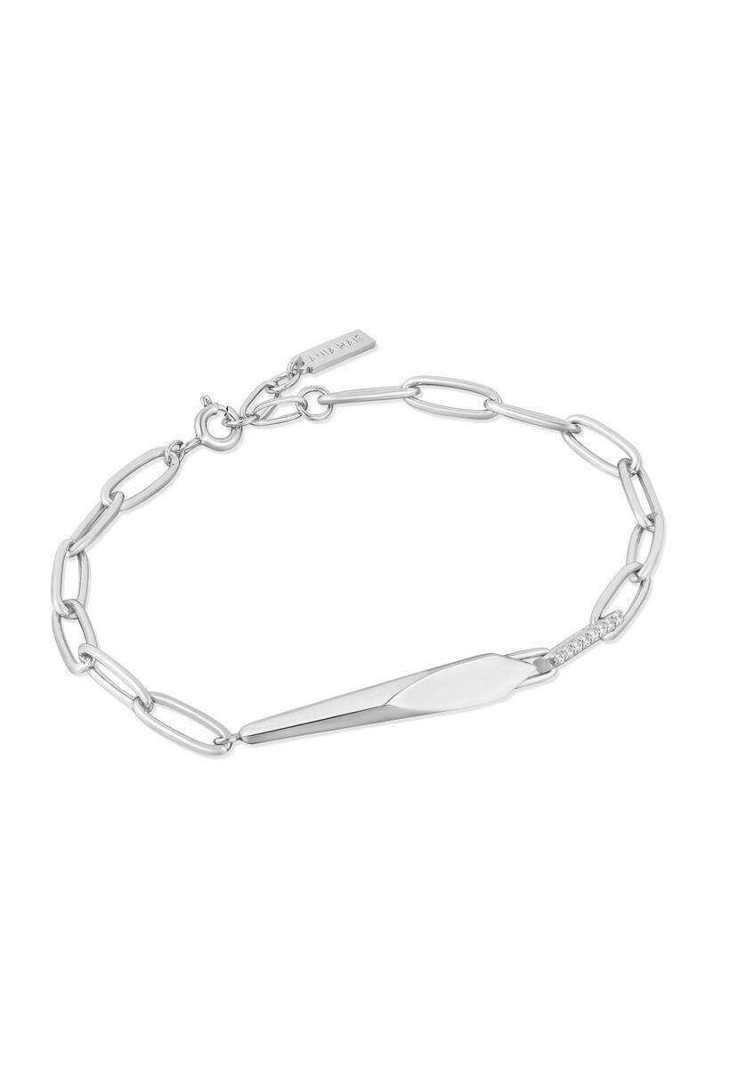 Geometrische schakelarmband zilver 18,5 cm