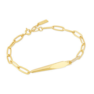 Geometrische schakelarmband goudverguld 18,5 cm
