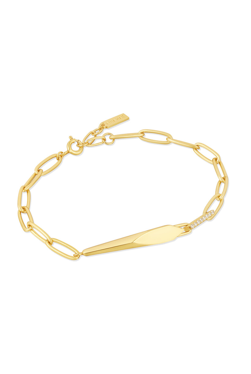 Geometrische schakelarmband goudverguld 18,5 cm