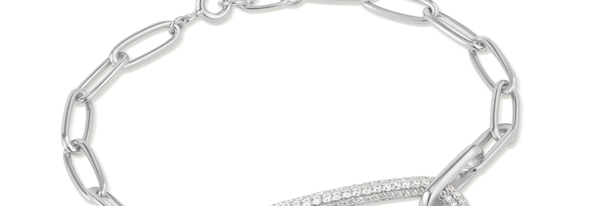 Silver Pave Link Armband - Zilver