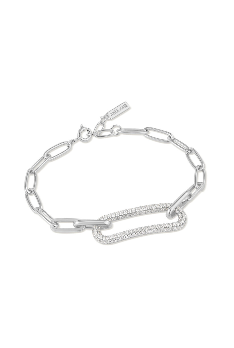 Silver Pave Link Bracelet