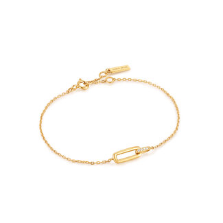 Interlock schakelarmband goudverguld 18,5 cm