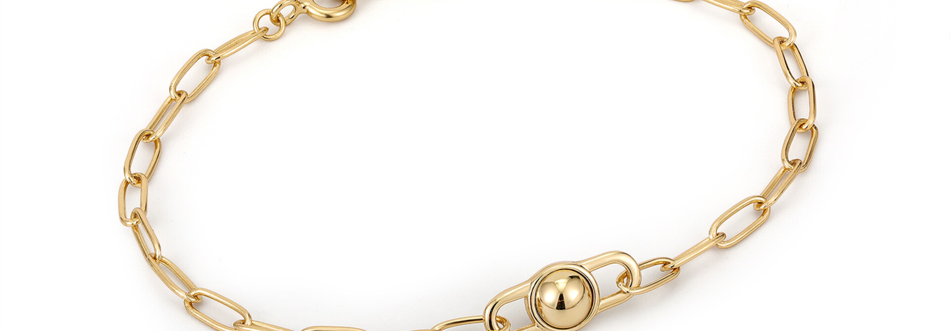 Orb Link Chunky Chain Armband - Gold plated