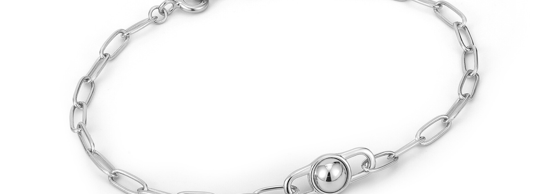 Orb Link Chunky Chain Armband - Zilver
