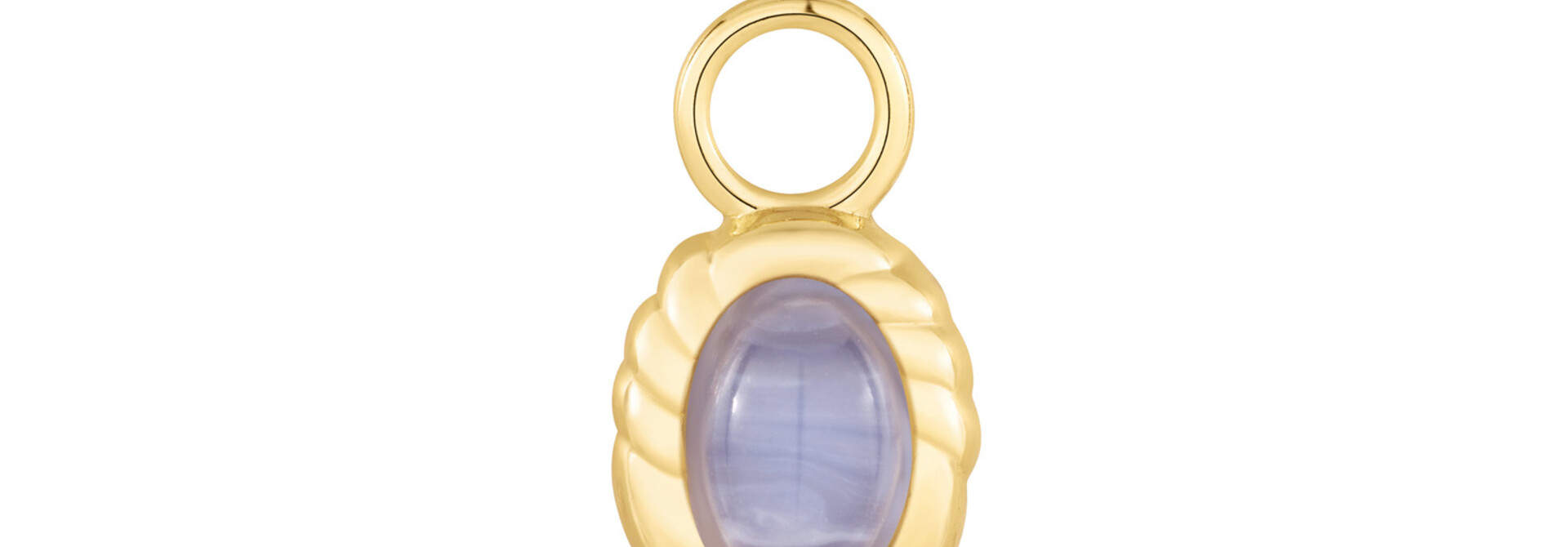 Oval Blue Agate Earring Charm - Gold Plated