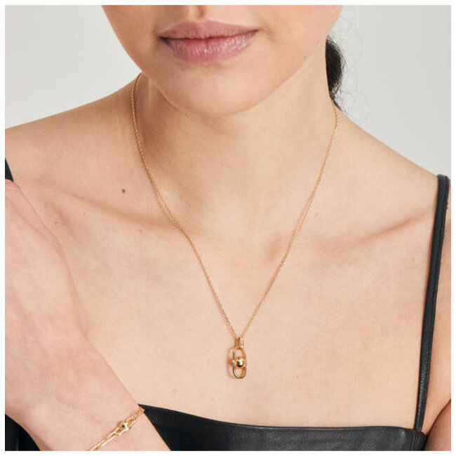 Goudvergulde anker ketting met hanger 50 cm