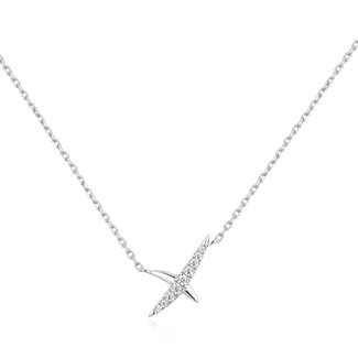 Kruisvormige schakelketting zilver 45 cm