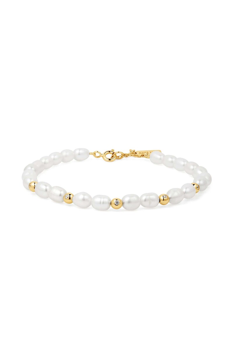 Gold Pearl Zirconia Bracelet