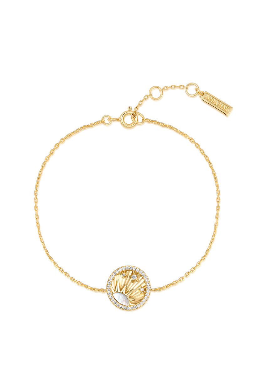 Sterrenarmband met parelmoer en zirkonia goudverguld