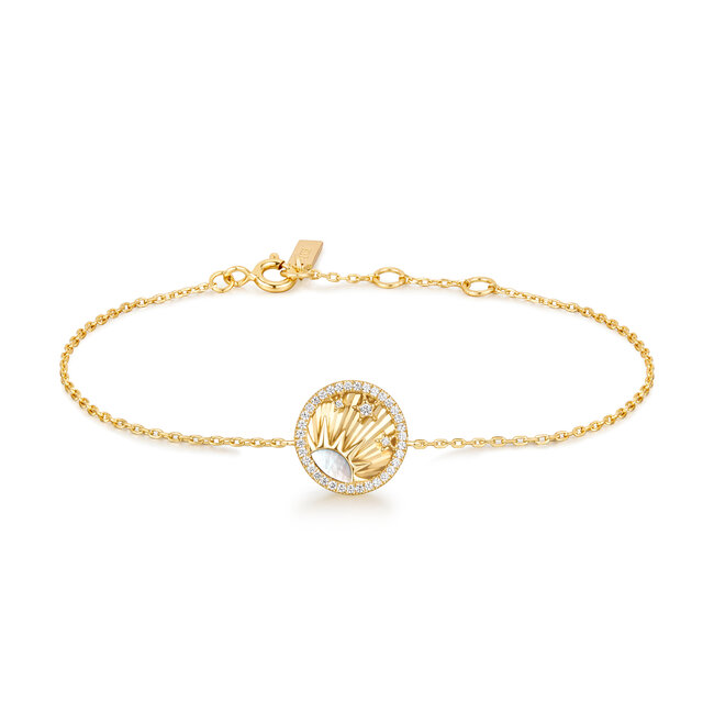 Goudvergulde sterrenarmband met parelmoer en zirkonia
