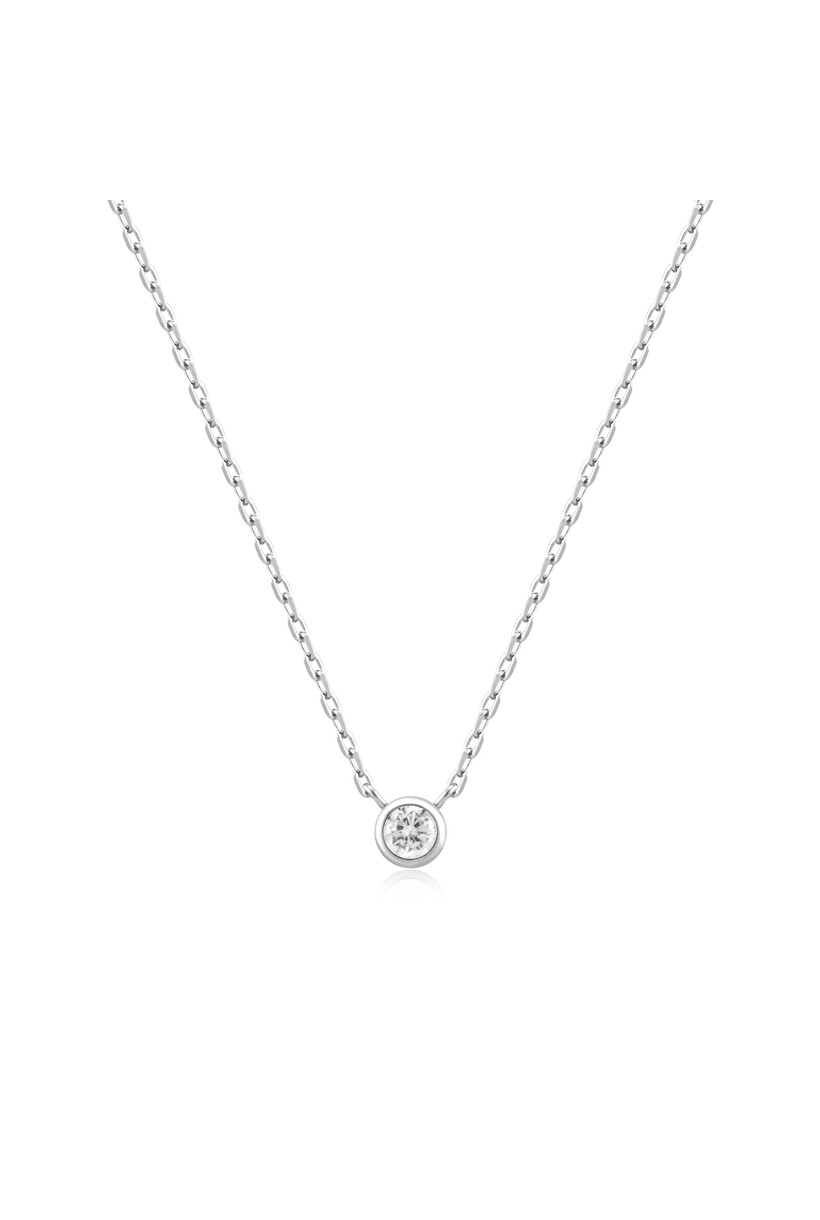 Silver Solitaire Zirconia Necklace