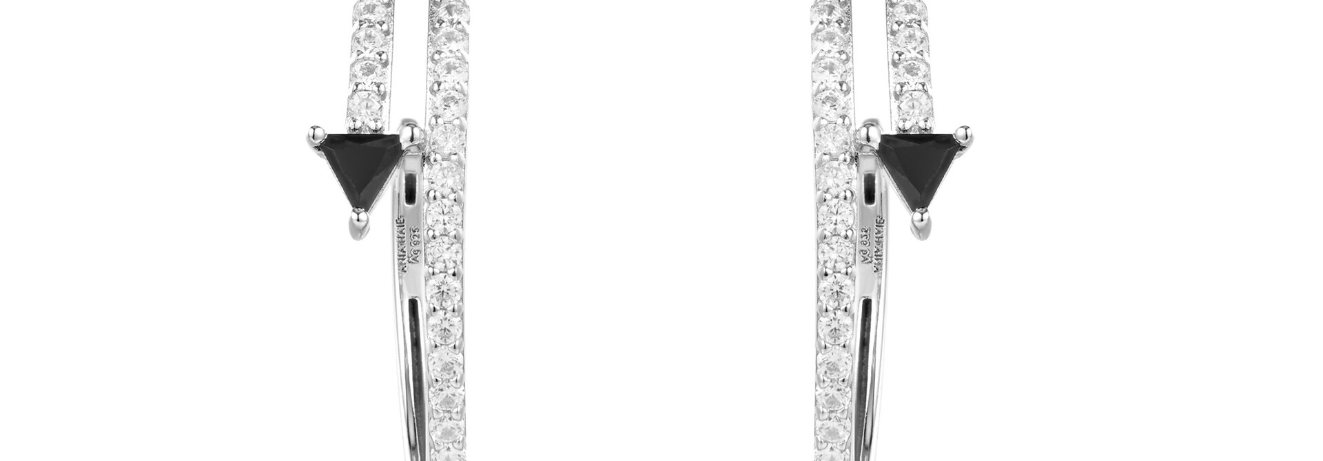 Silver Double Arrow stud Hoops - Zilver