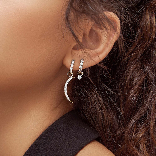 Zilveren pavé bedel met zirkonia steentjes 2,3 cm