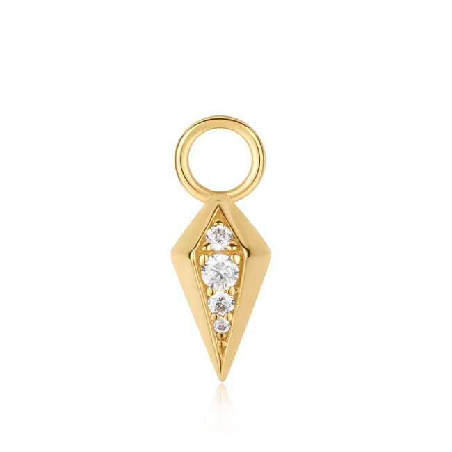 Goudvergulde bedel met zirkonia steentjes 1,1 cm