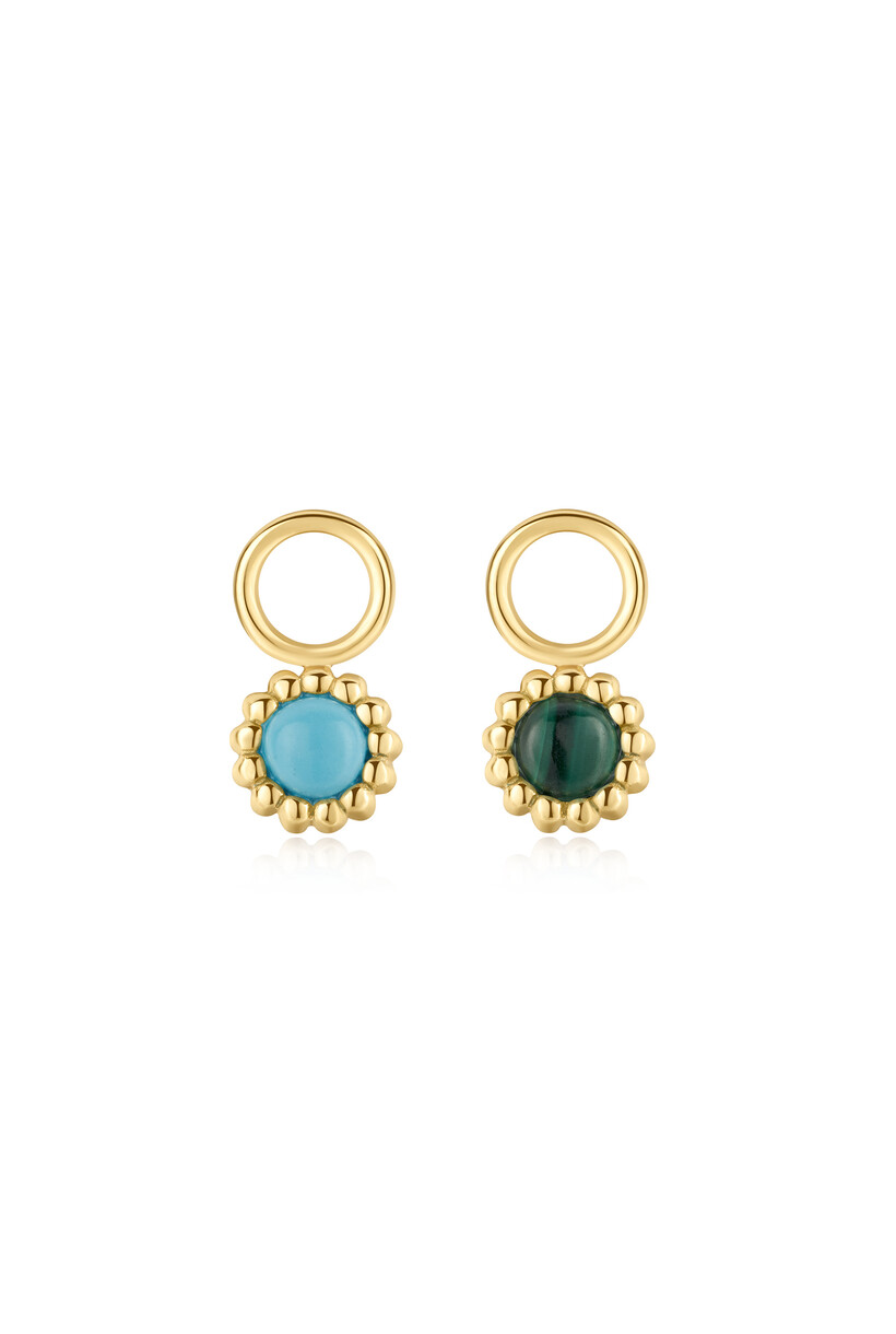 Pop Charms  Gold Turquoize Ear Charms