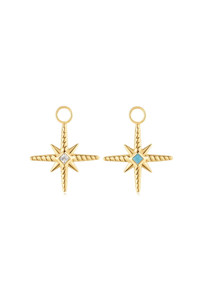 Pop Charms Gold Turquoise Zirconia Oorbedel
