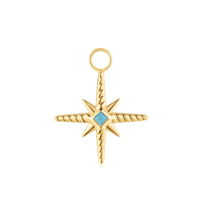 Goudvergulde bedel met zirkonia steentjes 2,2 cm