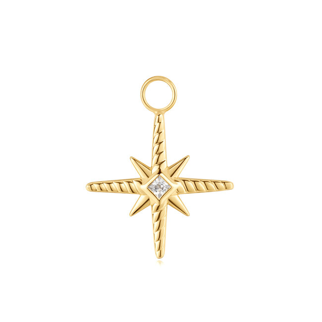 Goudvergulde bedel met zirkonia steentjes 2,2 cm