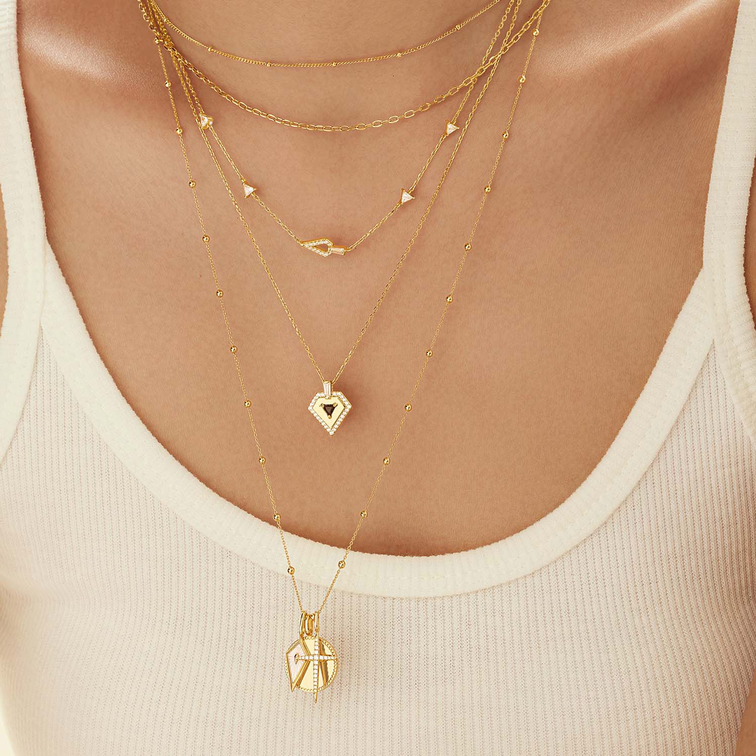 Pop Charms  Gold Link Chain Necklace  - Gold Plated-2