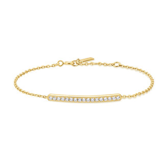 Rechthoekige schakelarmband goudverguld 18,5 cm