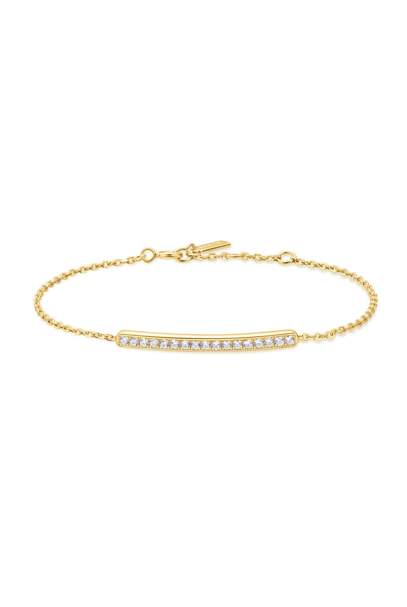 Rechthoekige schakelarmband goudverguld 18,5 cm