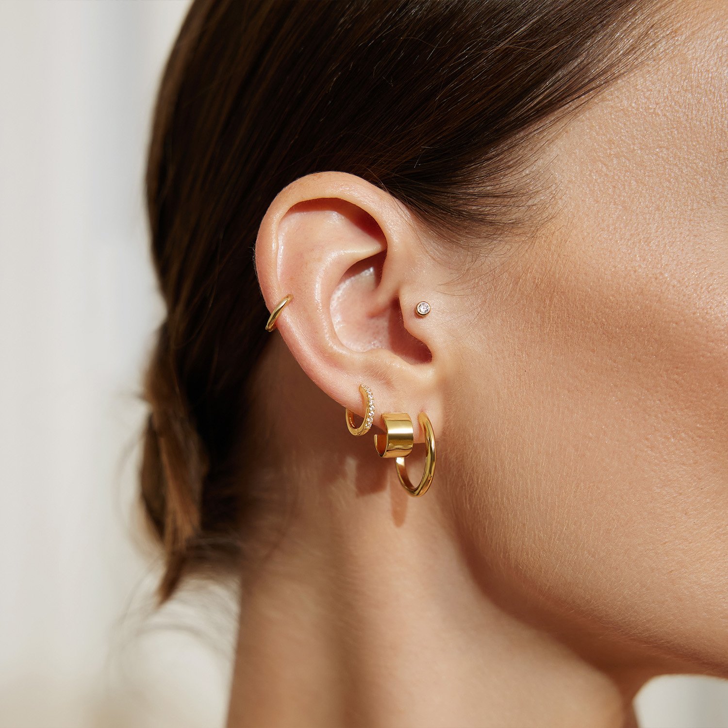 Gold Tube Medium Hoop Earrings - Gold Plated-2