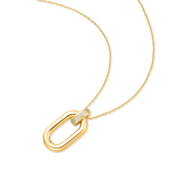 Goudvergulde ovale schakelketting met kristal steentjes 50 cm