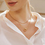 Goudvergulde jasseron schakelketting met kristal steentjes 45 cm
