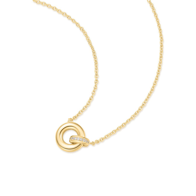 Goudvergulde jasseron schakelketting met kristal steentjes 45 cm