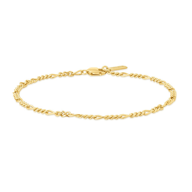 Goudvergulde figaro schakelarmband 18,5 cm