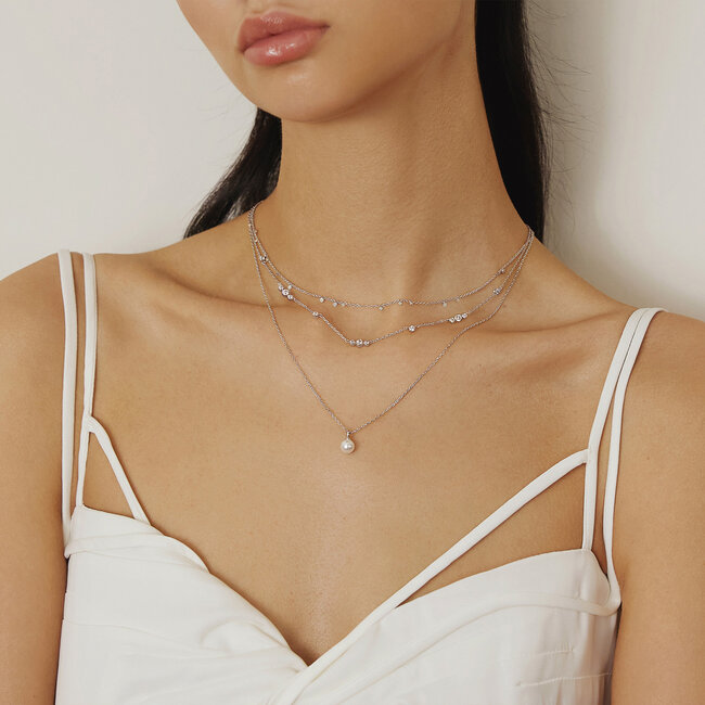Zilveren anker schakelketting 45 cm