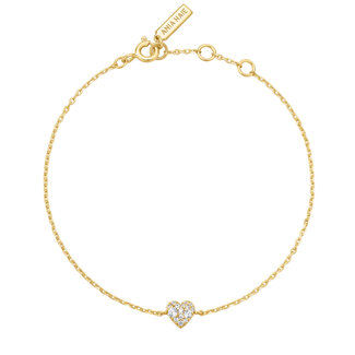 Hartvormige schakelarmband goudverguld 18,5 cm