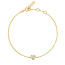 Goudvergulde hartvormige schakelarmband met zirkonia steentjes 18,5 cm