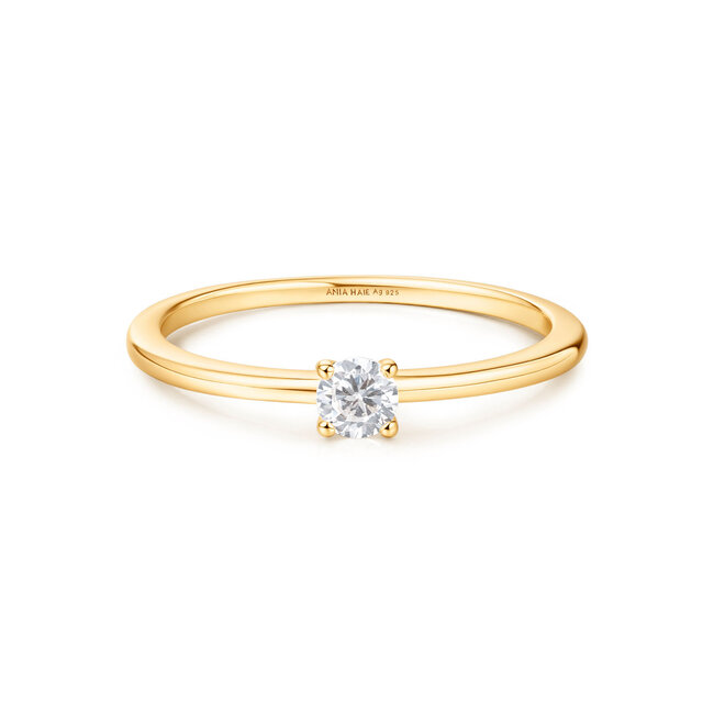 Goudvergulde smalle ring met zirkonia steentjes
