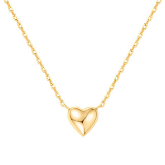 Hartvormige schakelketting goudverguld 45 cm